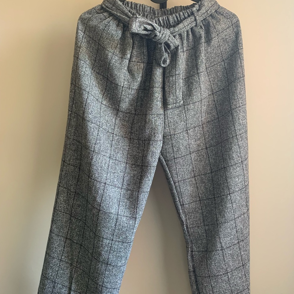 Tie Waist Plaid Pants